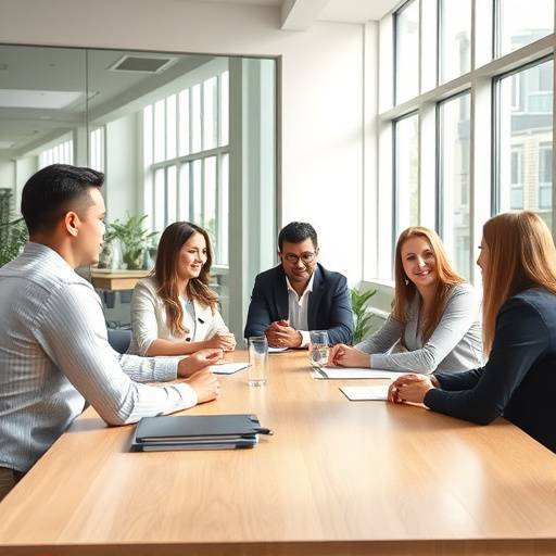 Equipo de líderes discutiendo estrategias de comunicación.