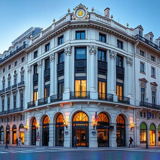 Fachada del edificio donde se ubica Oratoria Brillante en la Gran Vía de Madrid, mostrando un entorno profesional y accesible.