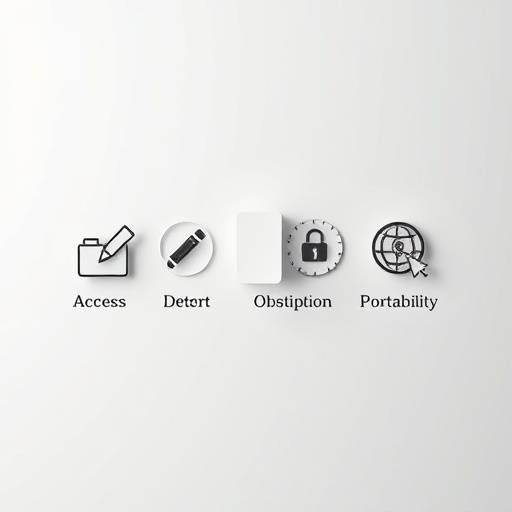 Iconos representando los derechos de privacidad: acceso, rectificación, supresión, limitación, oposición y portabilidad.