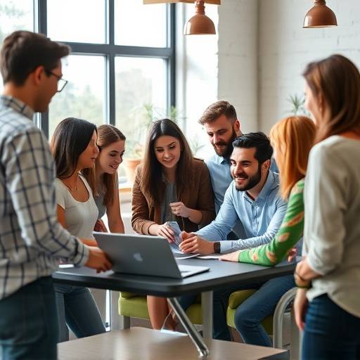 Un grupo diverso de personas trabajando juntas en un entorno accesible.