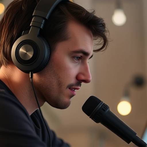 Una persona con auriculares y micrófono, representando la comunicación y el contacto.